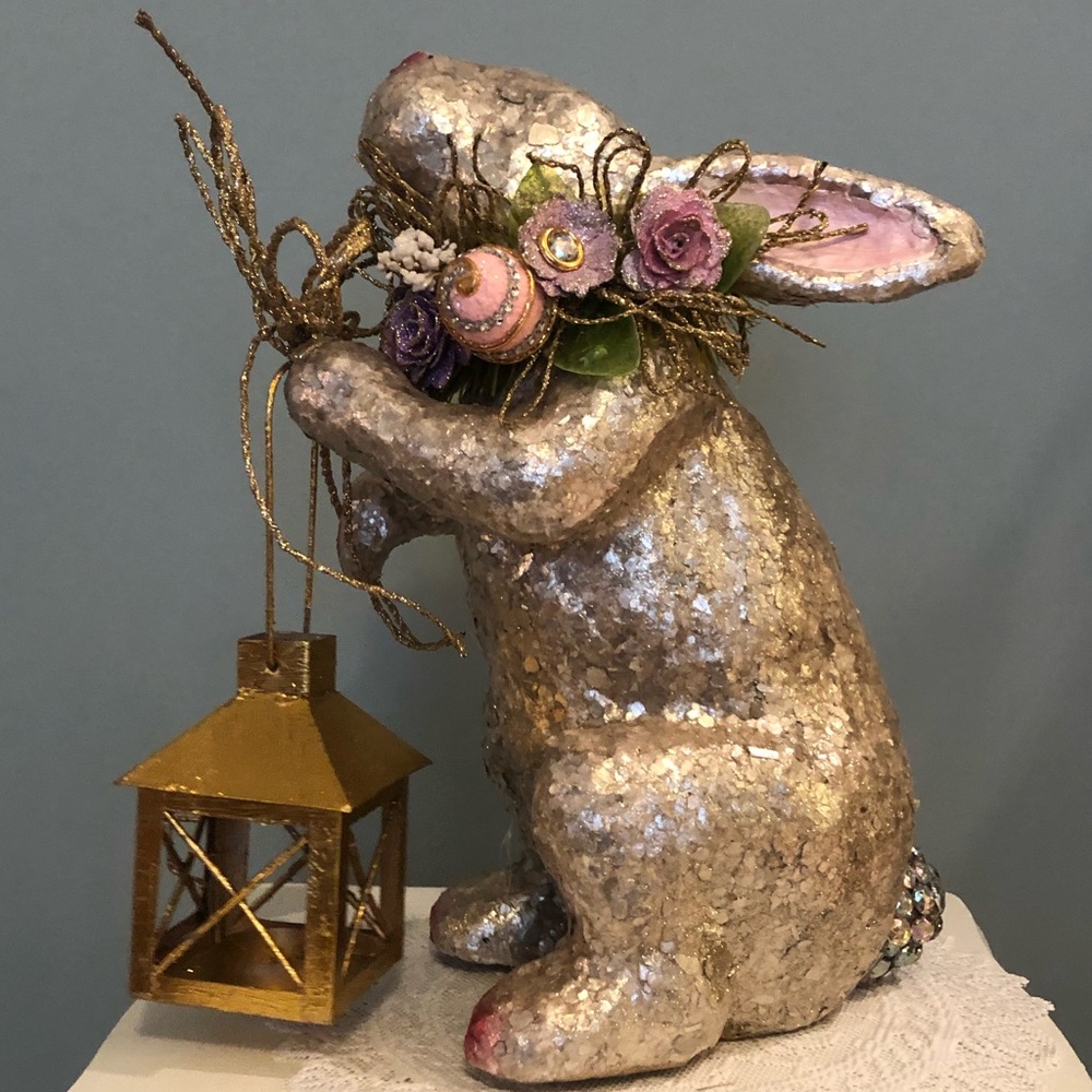 NEW Gold Fleck Bunny With Lantern